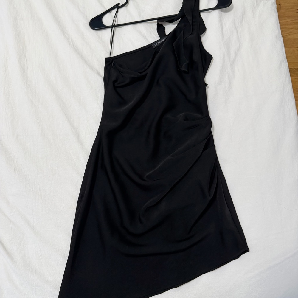 Cotton Candy Black One-Shoulder Dress
